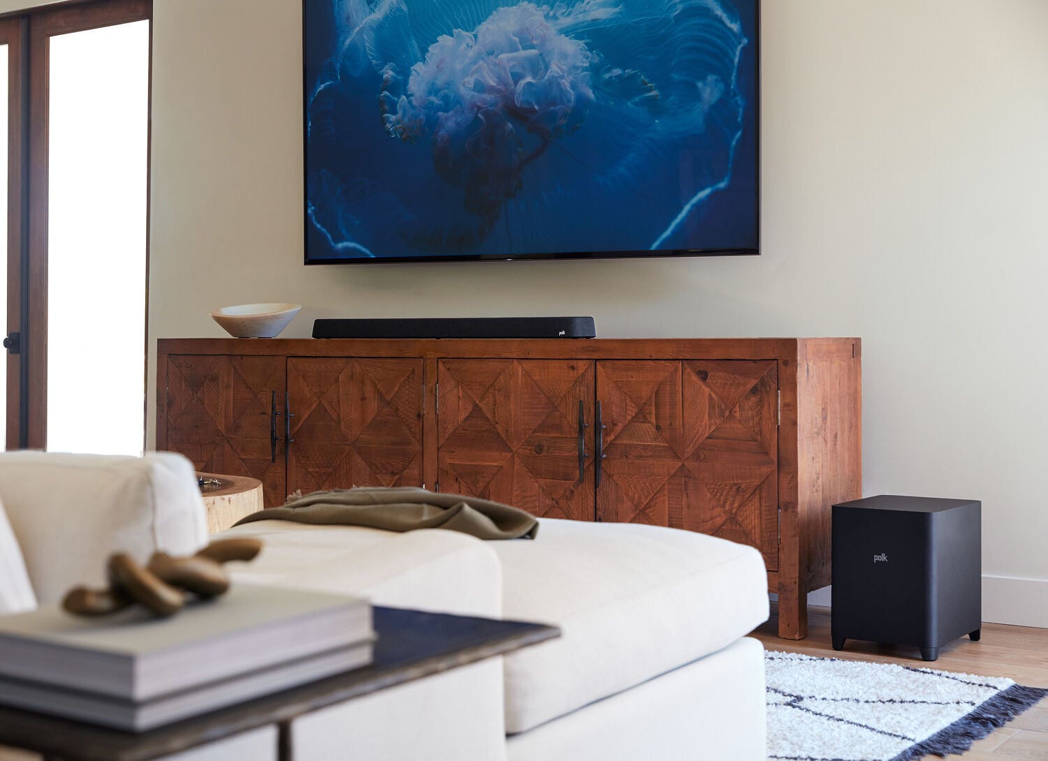 Magnifi Sound bar and subwoofer in a livingroom