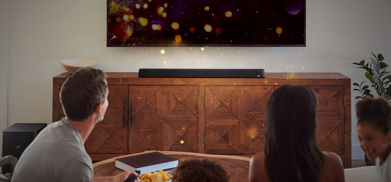 A family watching TV.