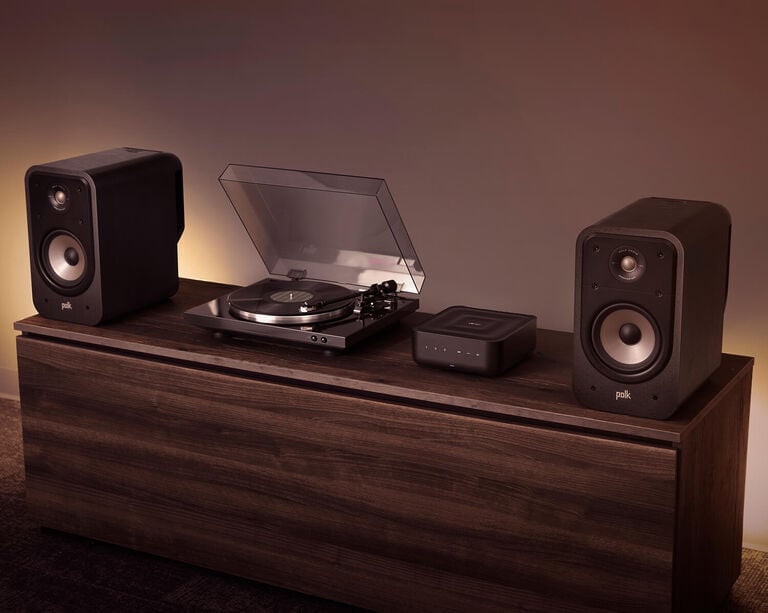 Turntable with bookshelf speakers