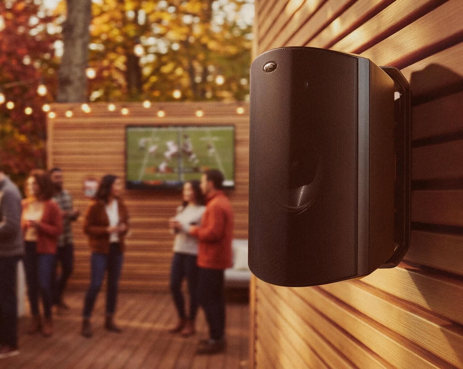 Atrium Outdoor speaker mounted on a wall