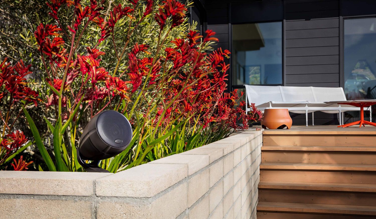 Atrium speaker in a planter