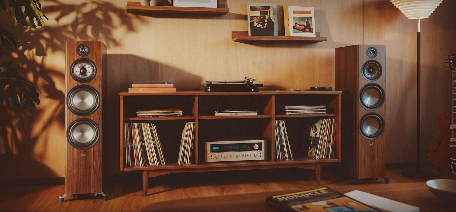 Reserve speakers in a living room