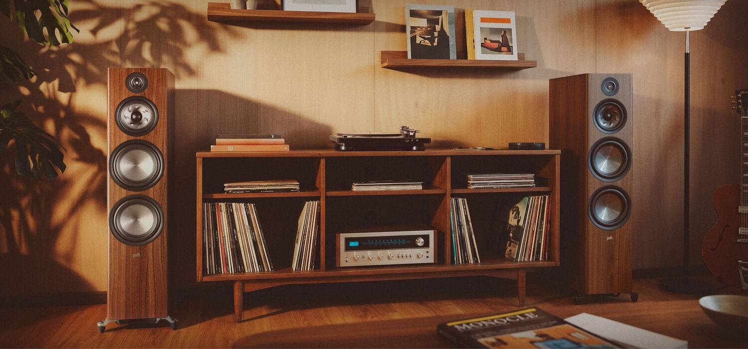 Reserve speakers in a living room